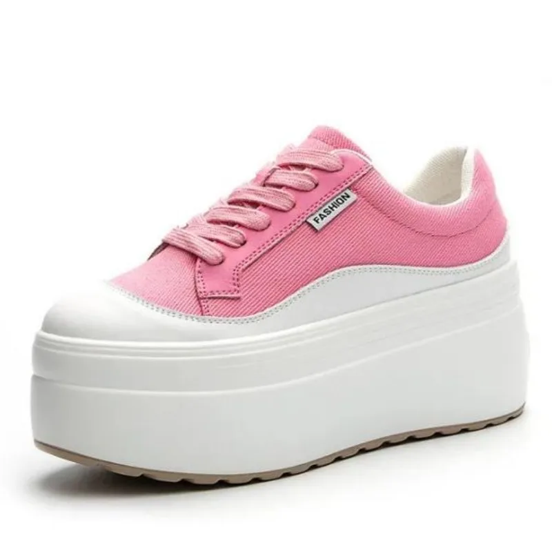 Women Shoes Sale - 8cm nueva lona cuero genuino mujeres