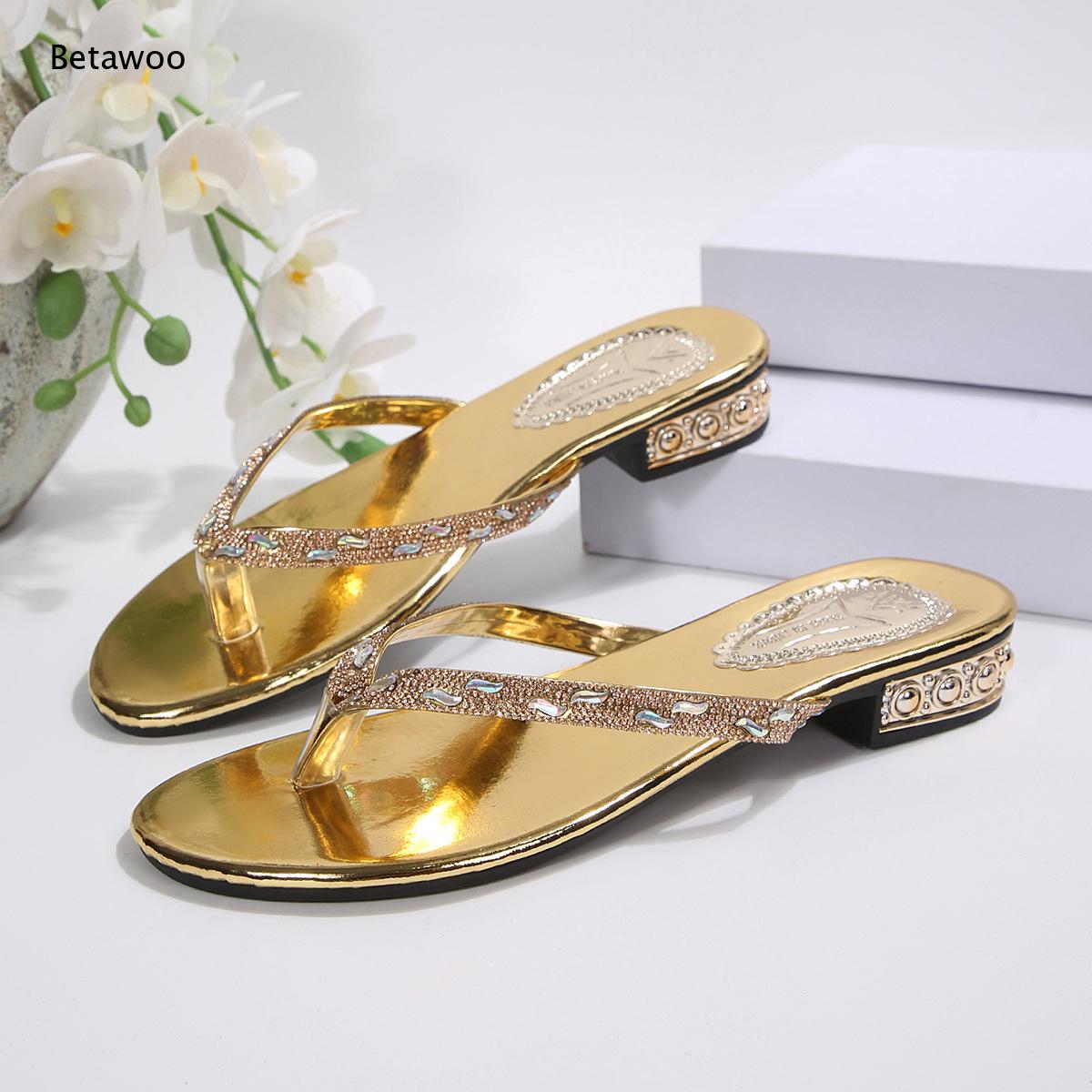 Sandalias de tacón bajo con di - Gold Chain Sandal reseña y precio