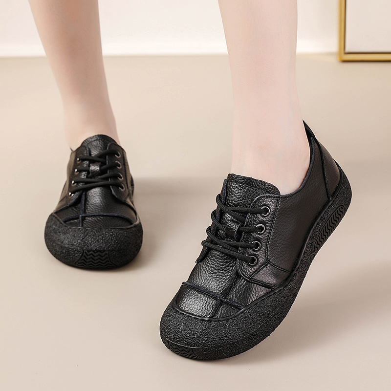 Zapatos retro de cuero genuino - Women'S Shoes For Wide Feet reseña y precio